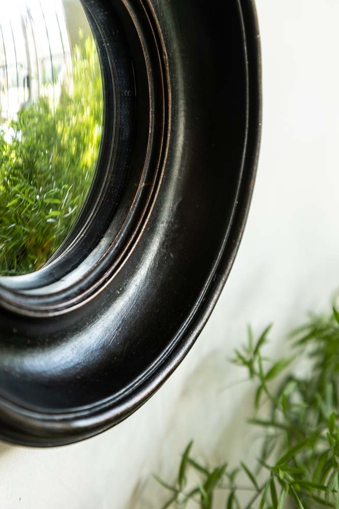 Antique Black Deep Framed Small Convex Mirror - Image 4