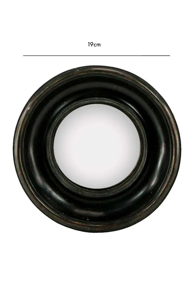 Antique Black Deep Framed Small Convex Mirror - Image 7