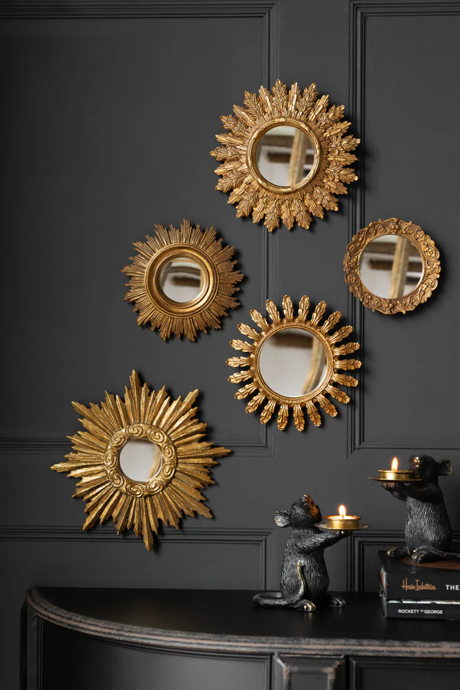 Antique Gold Small Sun Convex Mirror - Image 3