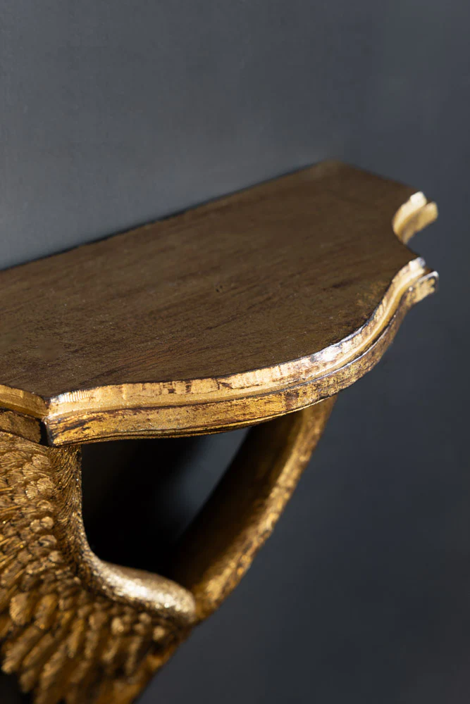 Antiqued Gold Angel Wings Wall Shelf - Image 3