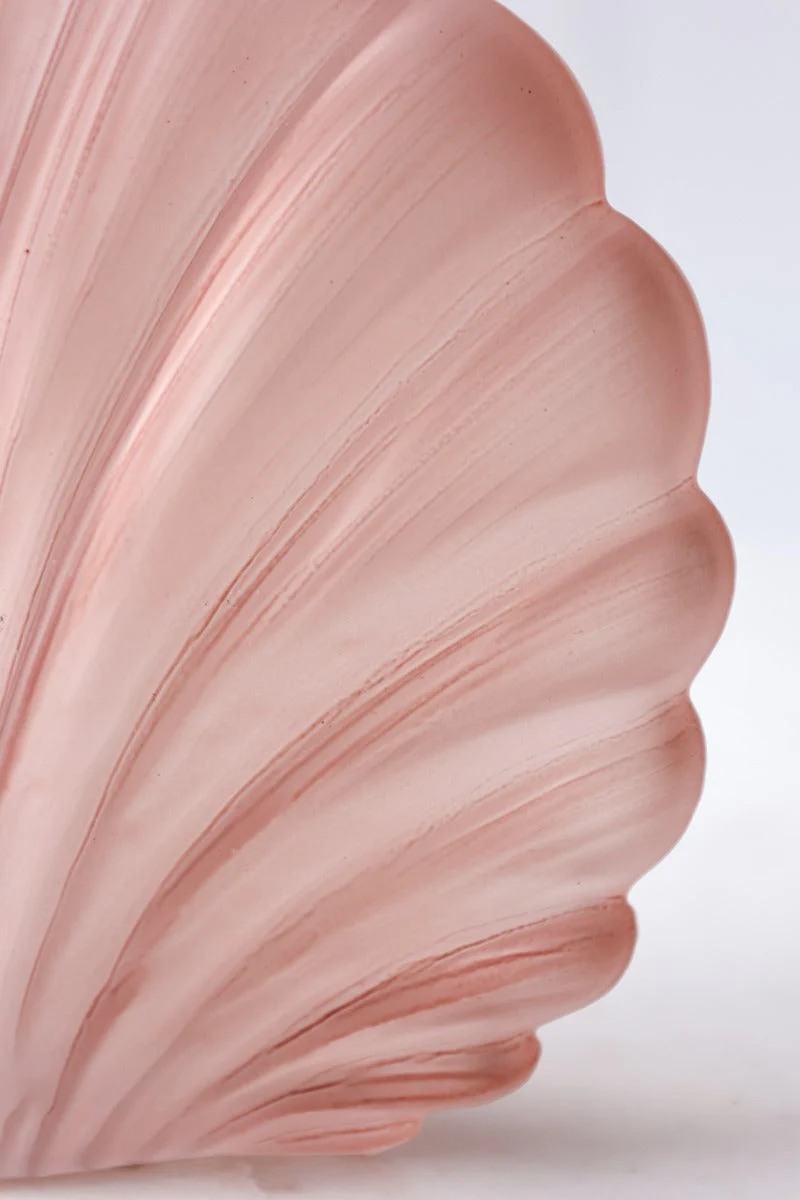 Blush Pink Frosted Glass Shell Vase - Image 4