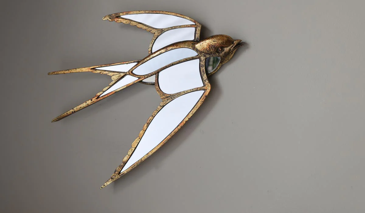Brass & Mirror Swallow Wall Decoration - Image 11