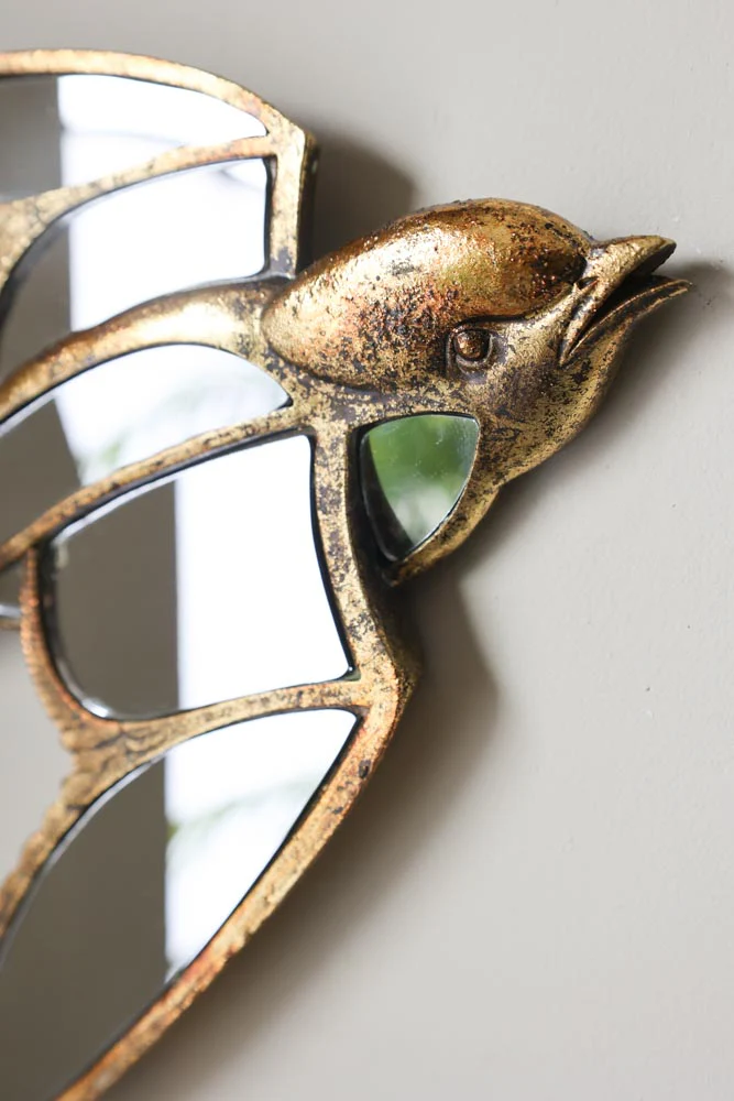 Brass & Mirror Swallow Wall Decoration - Image 4