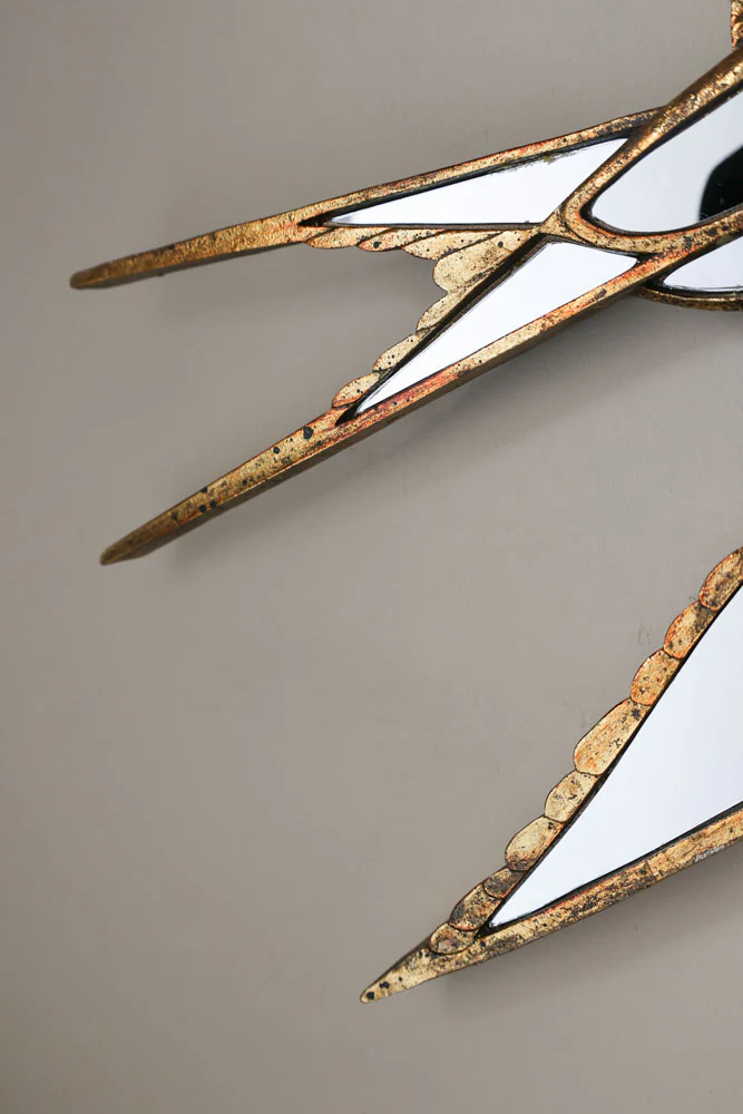 Brass & Mirror Swallow Wall Decoration - Image 6