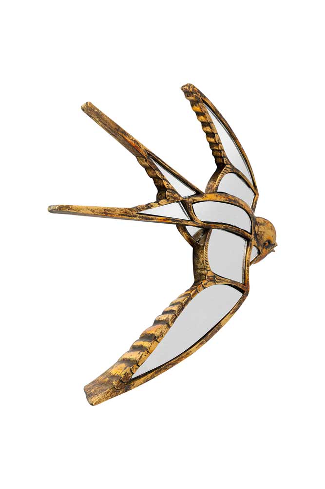 Brass & Mirror Swallow Wall Decoration - Image 9