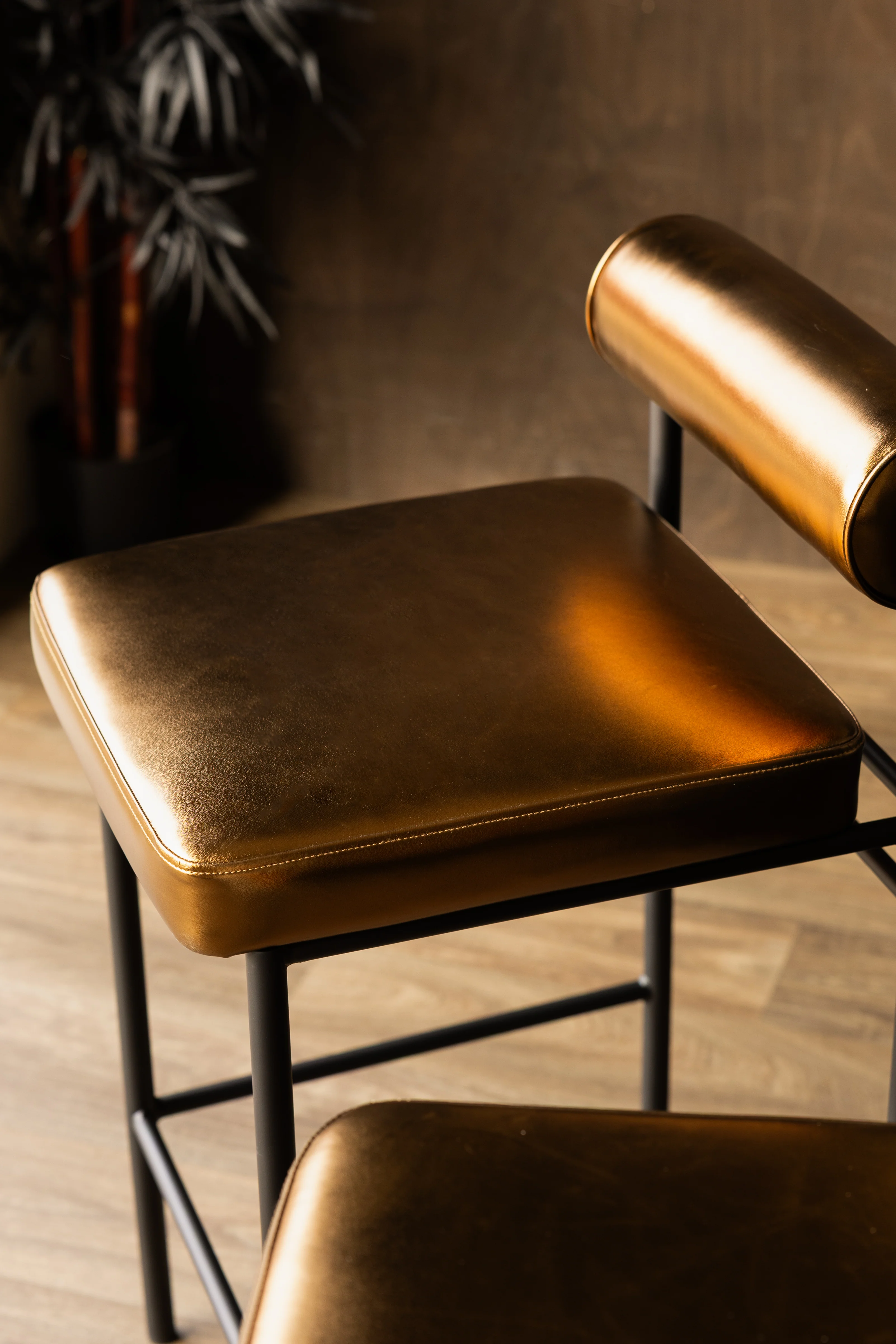 Burnished Gold Roll Back Bar Stool - Image 3