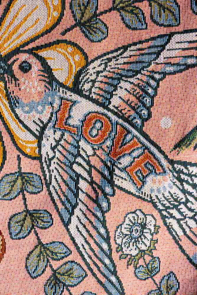 Denim & Bone Blue Lovebirds Woven Cotton Throw - Image 9