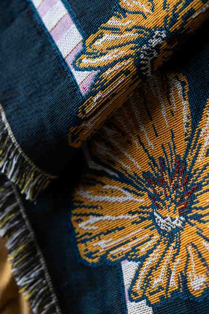 Denim & Bone Midnight Blue Loved Woven Cotton Throw - Image 4