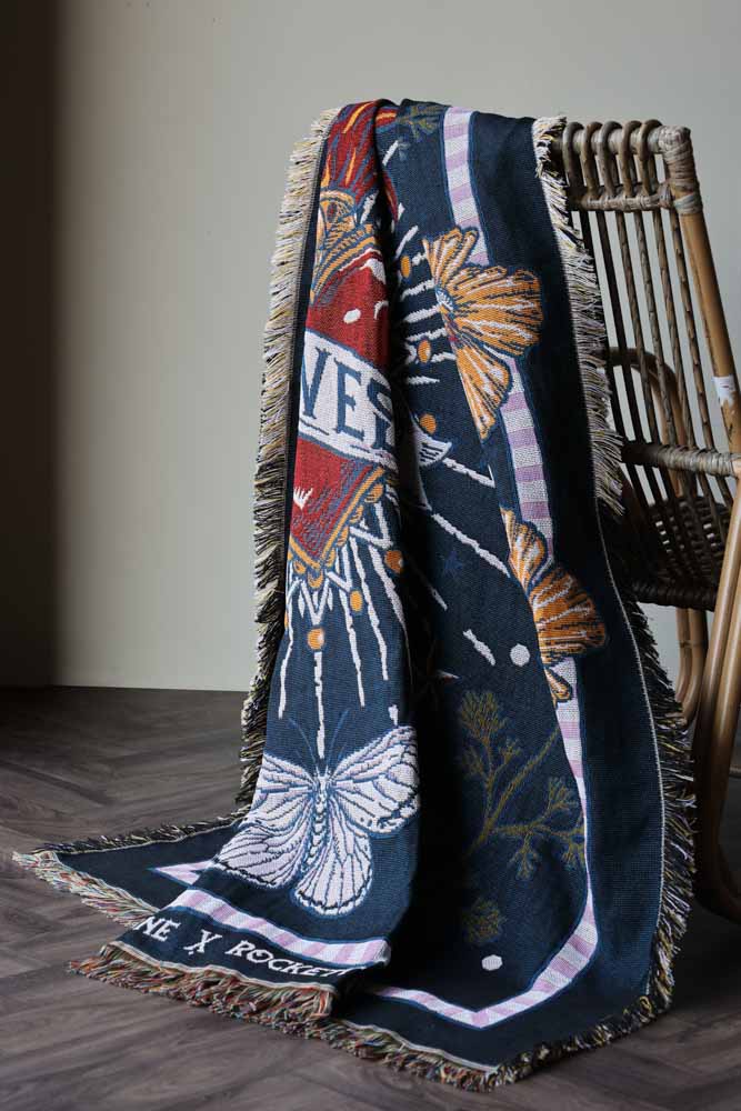 Denim & Bone Midnight Blue Loved Woven Cotton Throw - Image 5