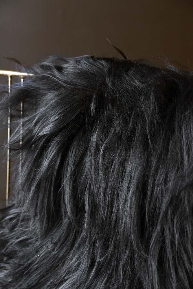 Genuine Icelandic Long Wool Sheepskin - Natural Black - Image 5