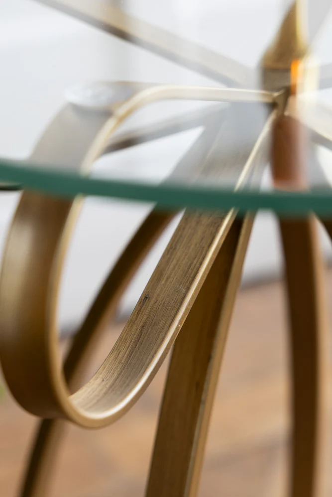 Gold Bow Round Glass Side Table - Image 3