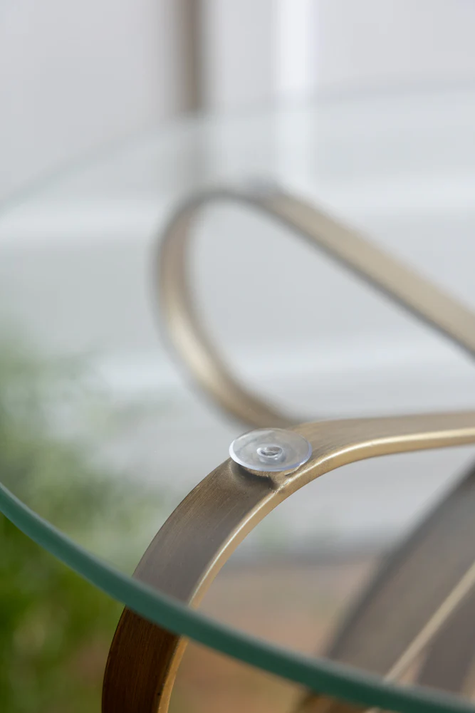 Gold Bow Round Glass Side Table - Image 5
