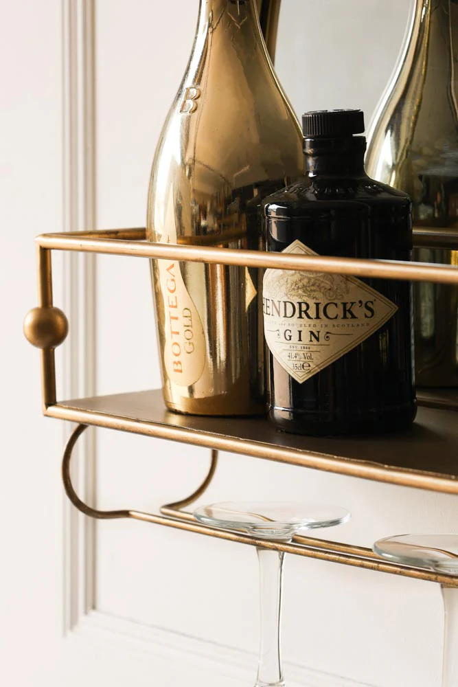 Gold Wall Mirror With Bar Shelf - Image 5
