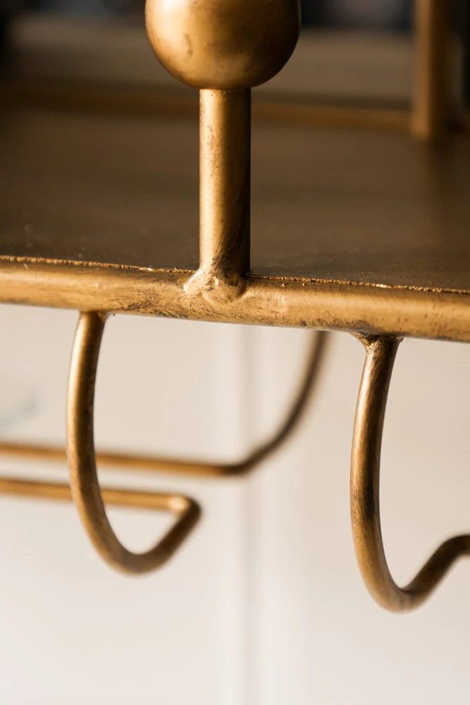 Gold Wall Mirror With Bar Shelf - Image 6