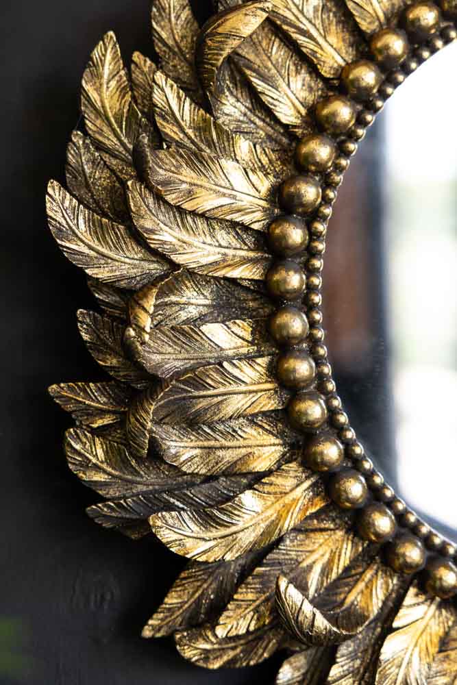 Golden Feather Round Wall Mirror - Image 3