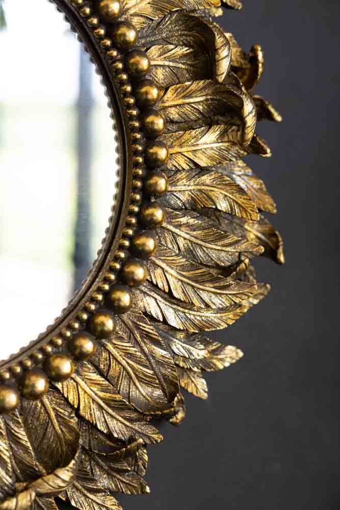 Golden Feather Round Wall Mirror - Image 4