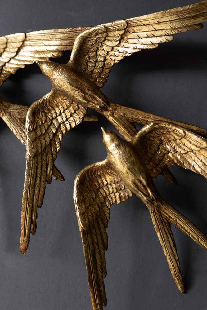 Golden Swallows Bird Wall Hanging - Image 3