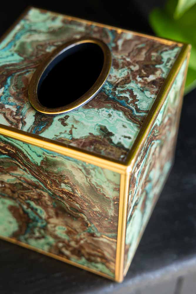 Green Marble Effect Tissue Box - Image 3
