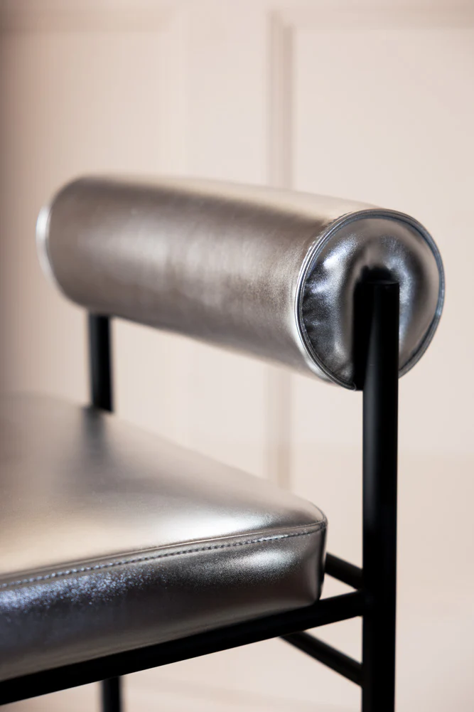 Metallic Silver Roll Back Bar Stool - Image 3