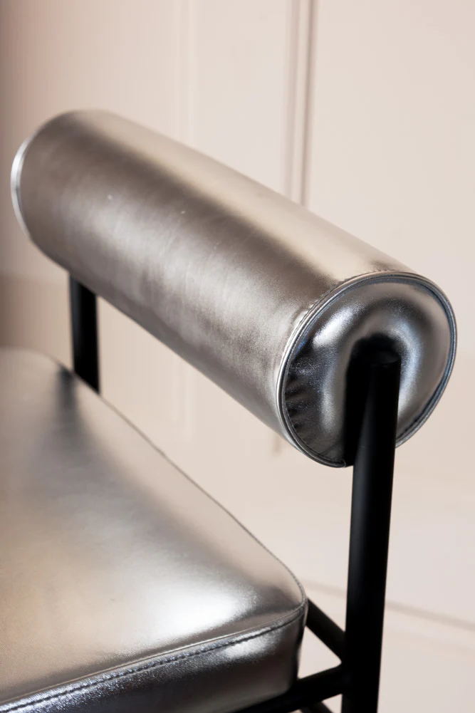 Metallic Silver Roll Back Bar Stool - Image 6