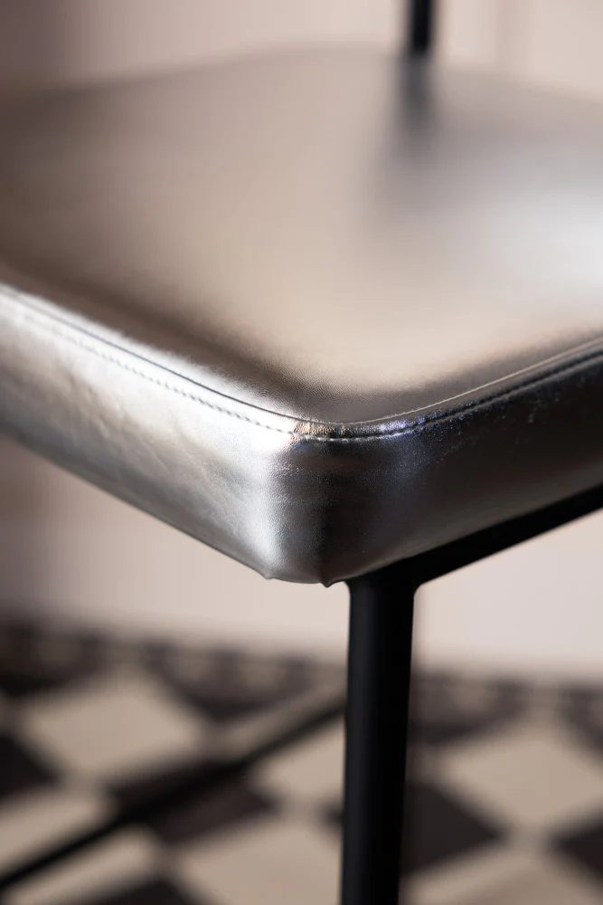 Metallic Silver Roll Back Bar Stool - Image 7