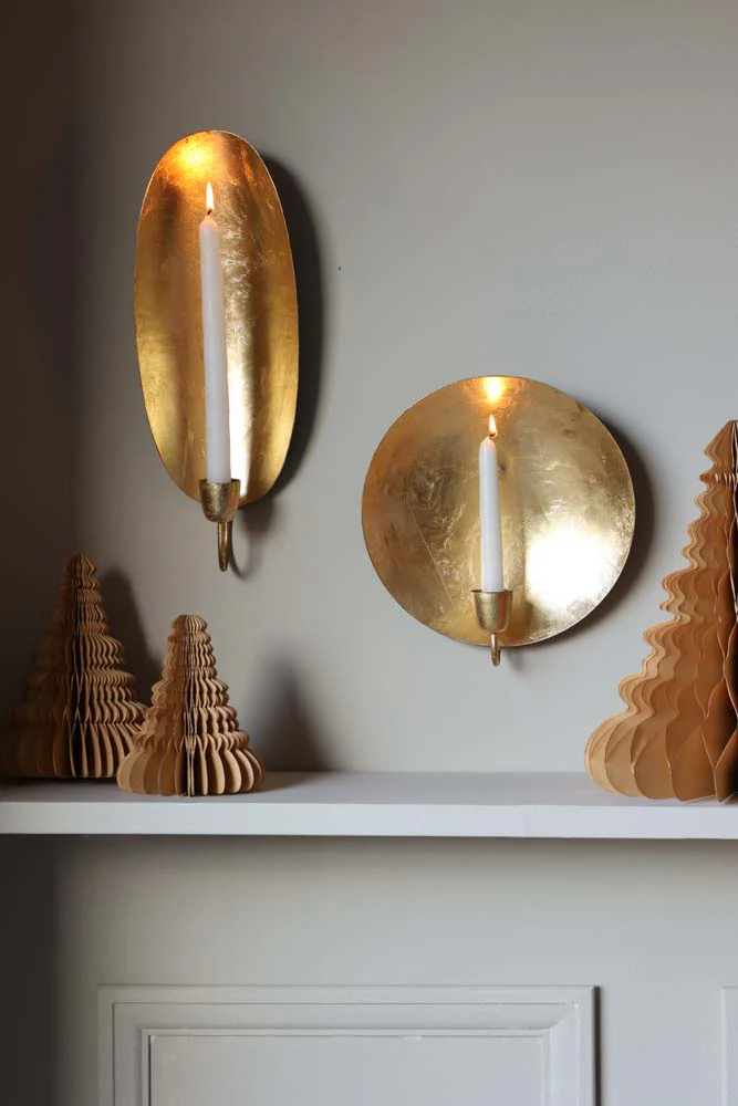 Oval Gold Leaf Candlestick Holder Wall Sconce - Image 5