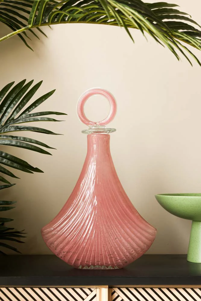 Pink Glass Art Deco Decanter - Image 3