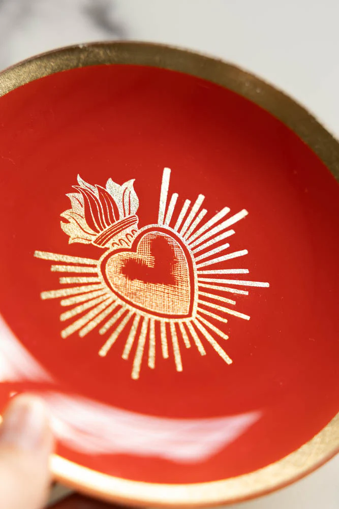 Red & Gold Milagro Heart Decorative Wall Plate - Image 3