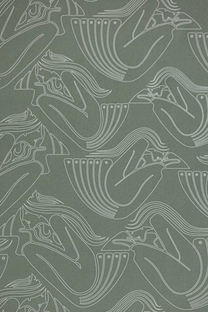 Rockett St George Deco Nymph Olive Wallpaper - Image 11