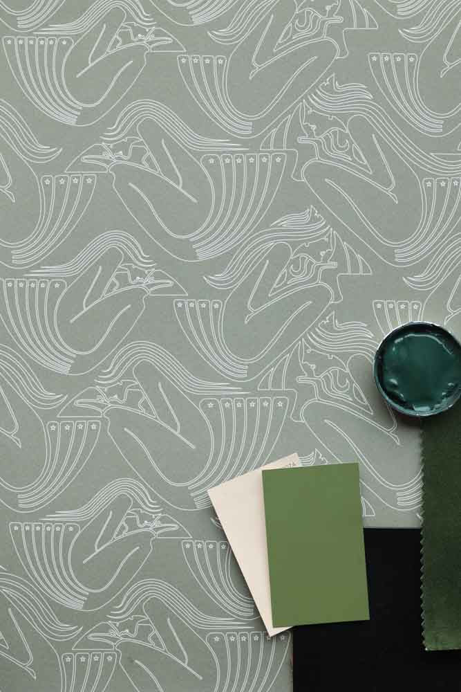 Rockett St George Deco Nymph Olive Wallpaper - Image 6