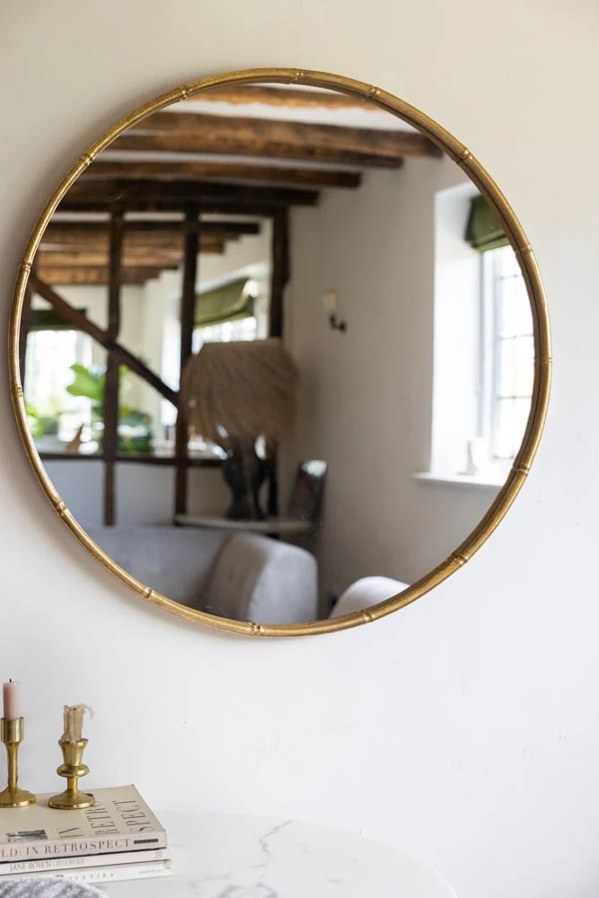 Round Antique Gold Wall Mirror - Image 4