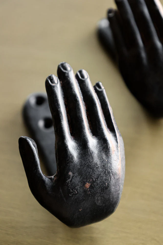 Set of 2 Black Iron Hand Hooks - Image 3
