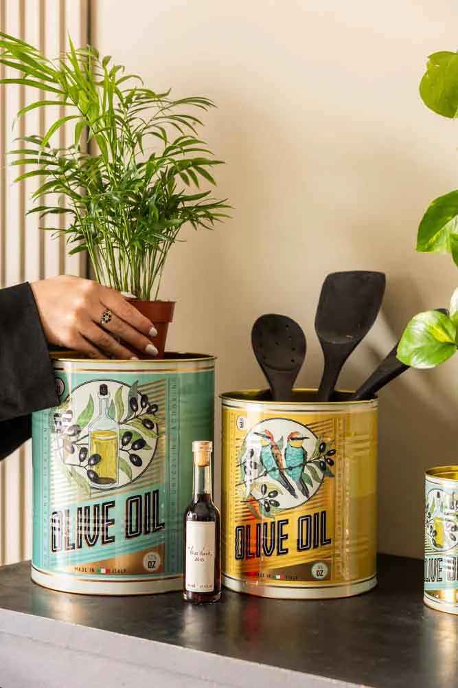 Set Of 2 Olive Oil Storage Tins - Large & Medium - Image 9