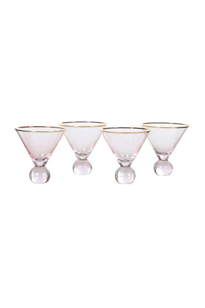 Set Of 4 Gold Rim Rose Tinted Martini Glasses - Image 8