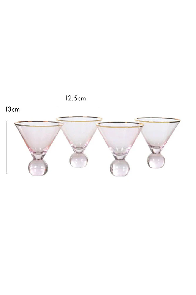 Set Of 4 Gold Rim Rose Tinted Martini Glasses - Image 9