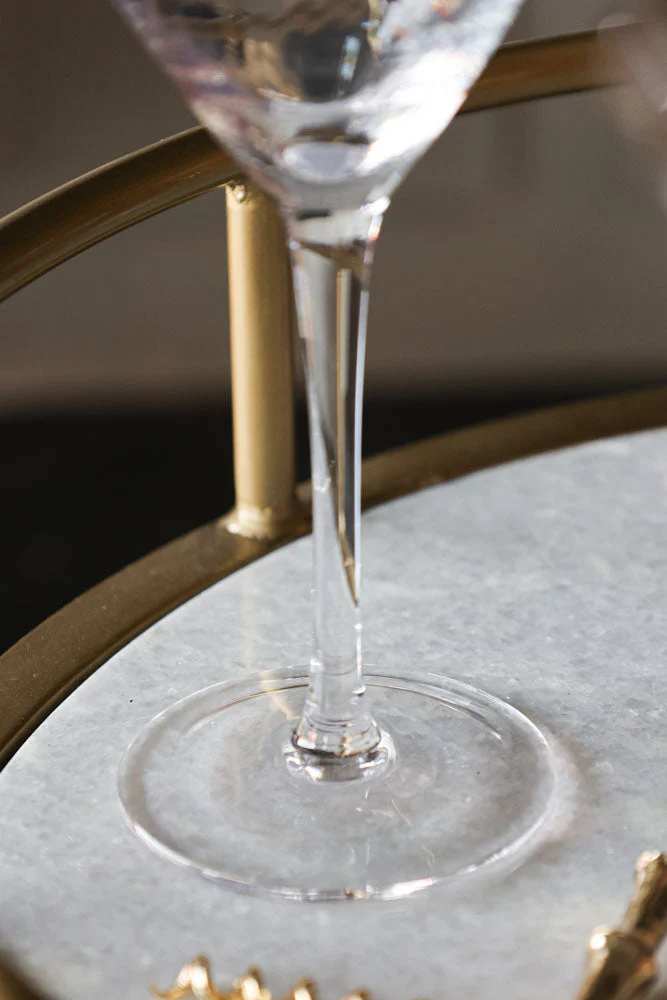 Set Of 4 Ribbed Martini Glasses With Gold Rim - Image 6