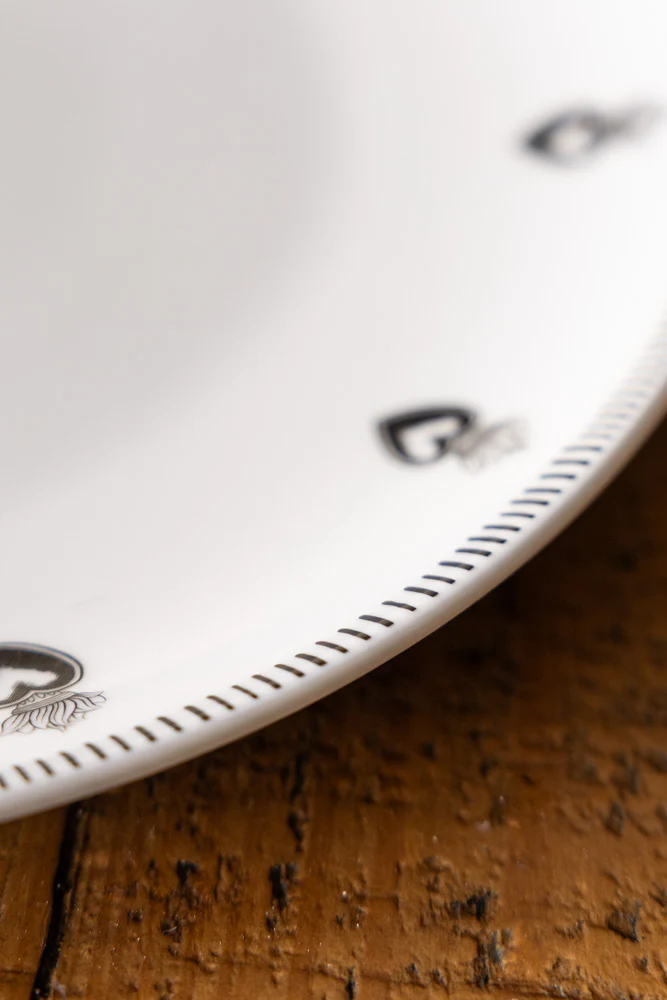 Set of 4 White Dinner Plates with Heart Edge Detail - Image 5