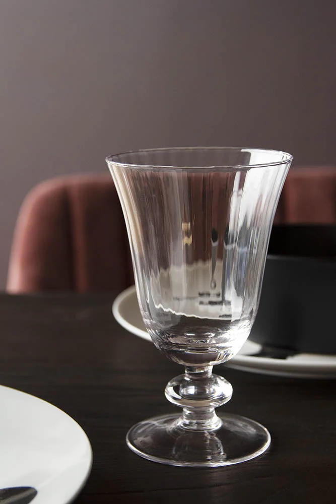 Set Of 6 Ribbed Glass Wine Glasses - Image 5