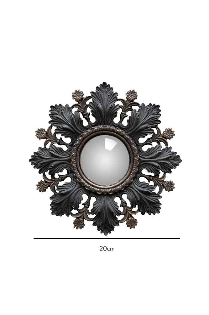 Small Black Flowers & Leaves Convex Mirror - Image 7