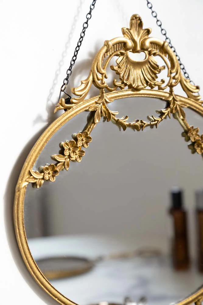 Small Pretty Gold Hanging Mirror - Image 3