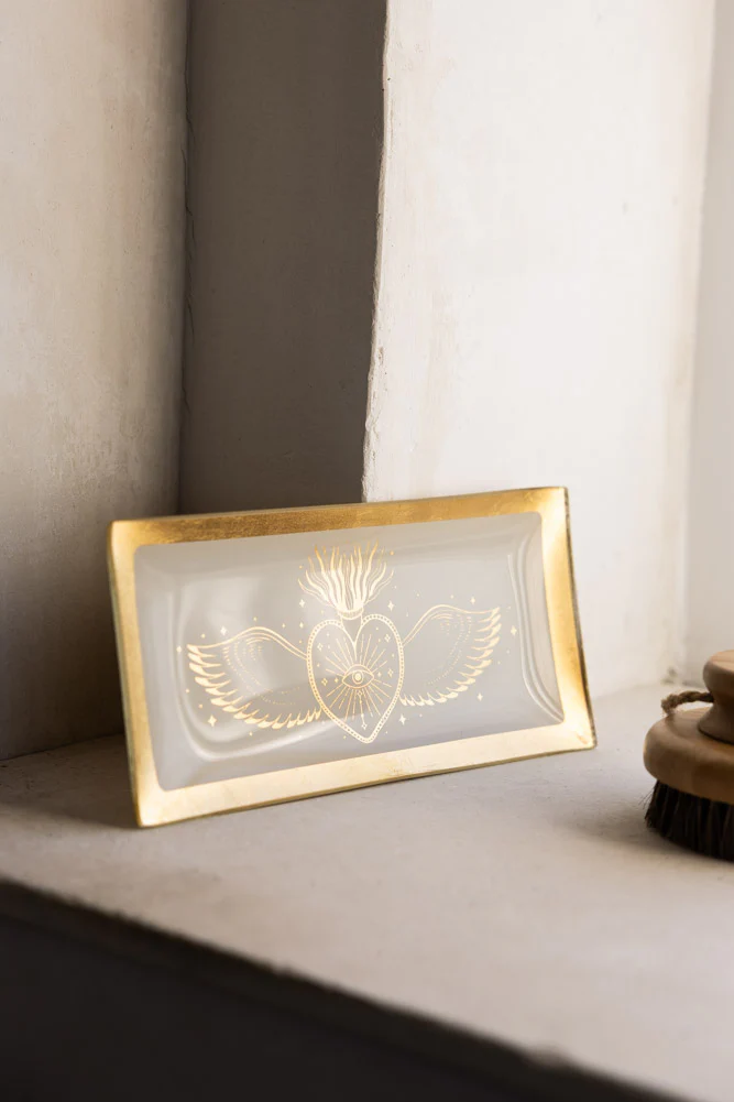 White & Gold Milagro Heart Trinket Tray - Image 6